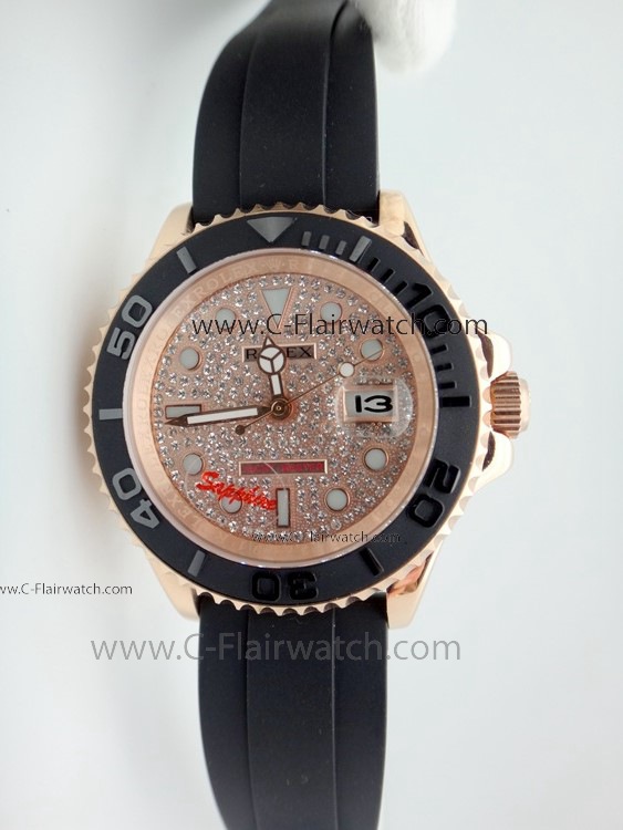 Clone Rolex 116655 Yacht master Rose Gold Diamond Watch